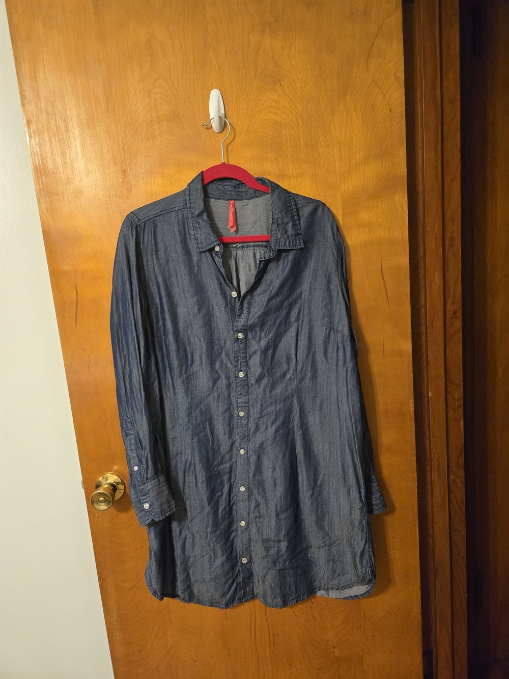 Ruby Ribbon Navy Denim Button Down Dress Size L